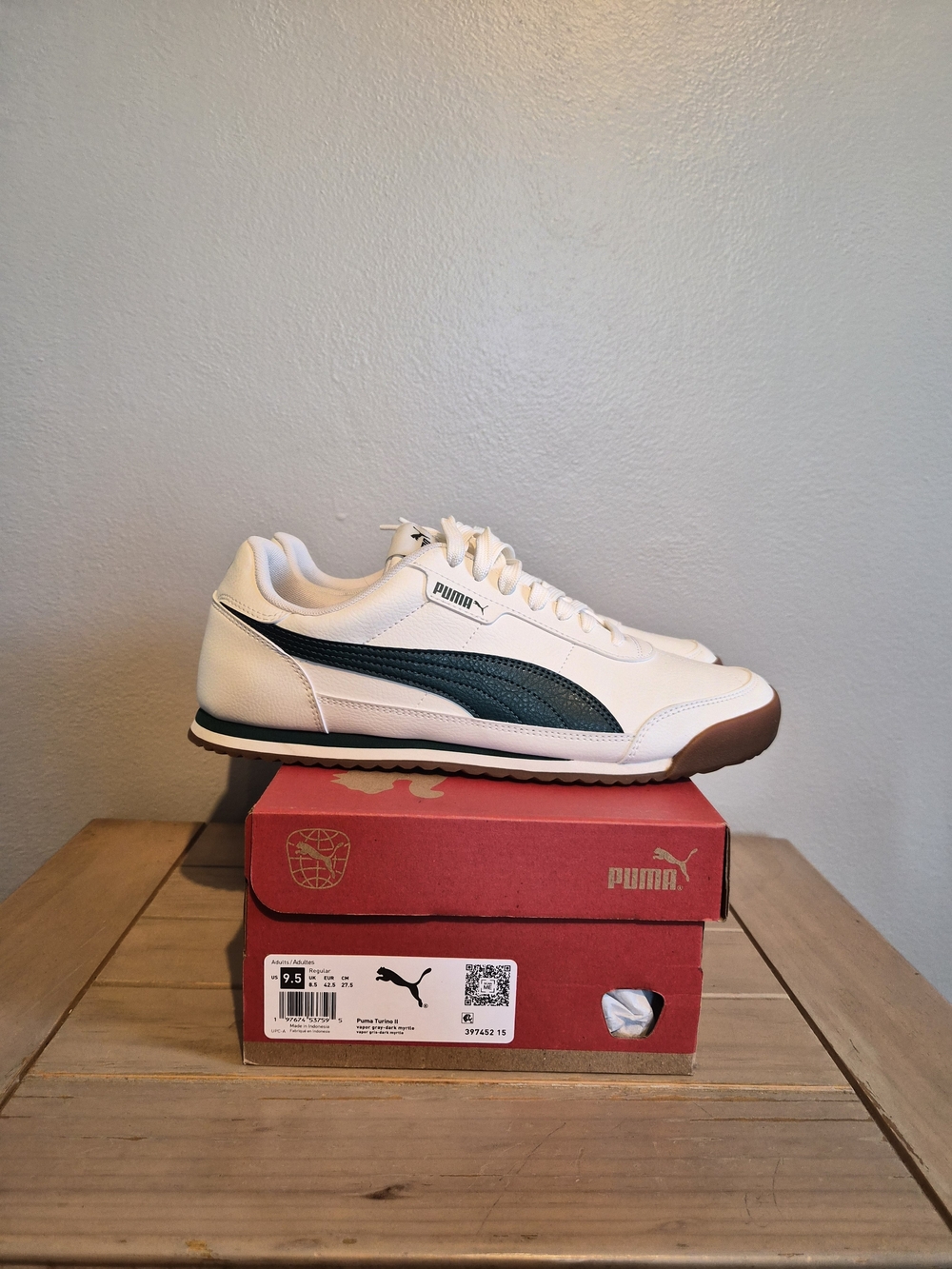 Puma Men's White & Green Turino II Sneaker